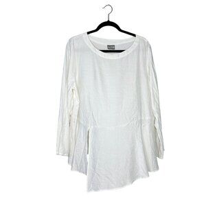 Niche Nilgun Derman Asymmetrical Lightweight Top Size L‎ White Flowy Shirt